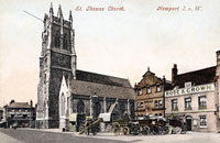 St Thomas' Church with carts parked outside